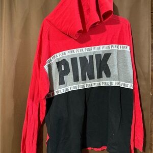 Victoria's Secret Red, Gray, and Black PINK Hoodie
